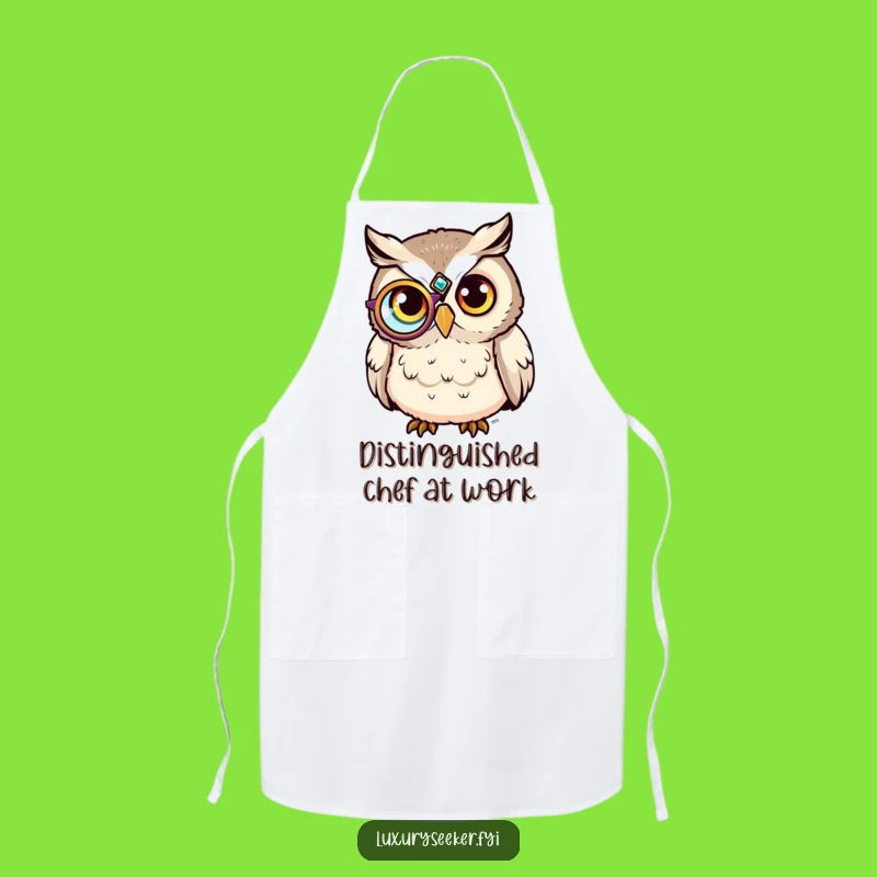 Funny Sophisticated Owl Monocle Apron - Hilarious Kitchen Wisdom Wear!