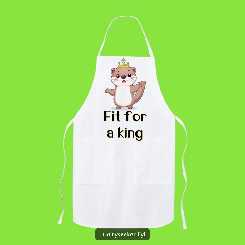 Funny Playful Otter Tiara Apron - Royal Cute Kitchen Gift