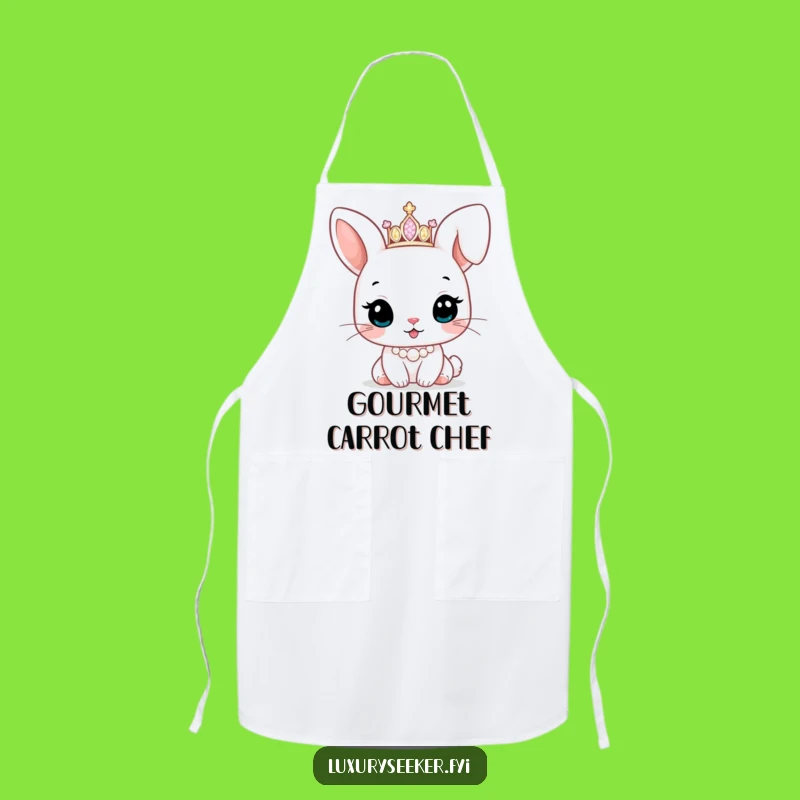 Funny Bunny Tiara Apron: Cook with Cuteness and Royal Flair!