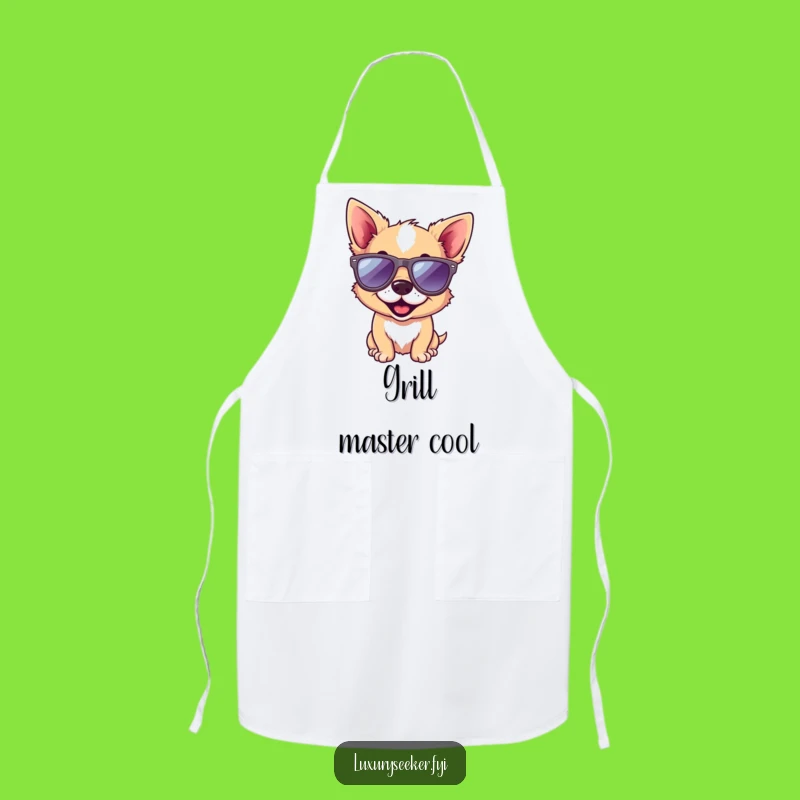 Funny Dog Apron: Playful Pup in Designer Sunglasses, Chef's Wear for a Humorous Kitchen Gift