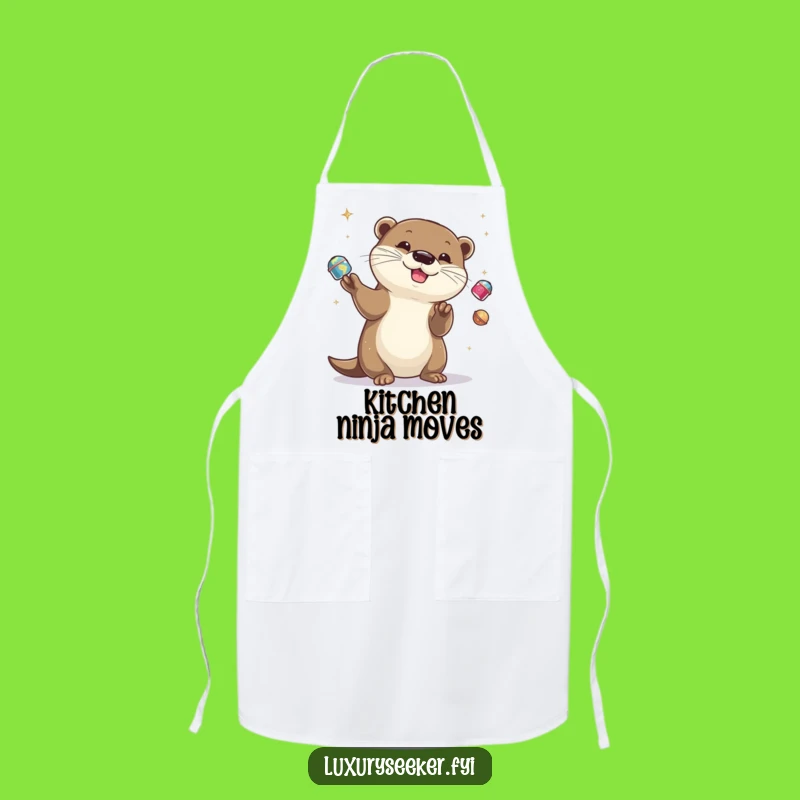 Funny Otter Juggling Apron - Playful Kitchen Gear for Otter Fans Gift