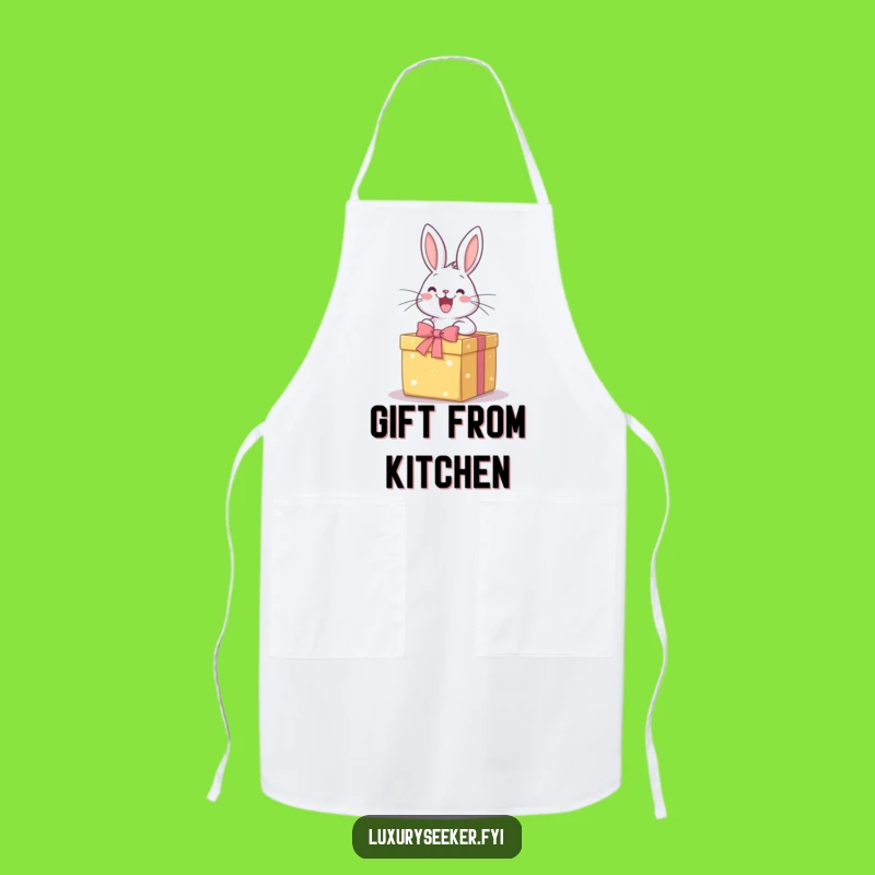 Funny Excited Rabbit Gift Apron: Joyful Kitchen Wear for Gift-Giving Fun