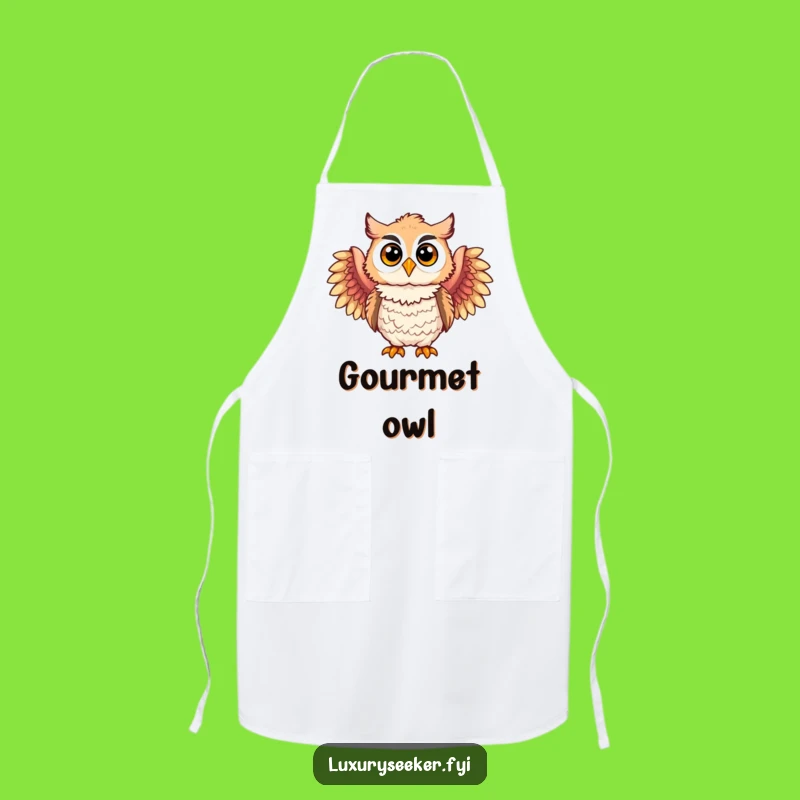 Kitchen Funny Owl Apron: Feathered Boa Chef Wear, Chic Funny Gift for Cooks