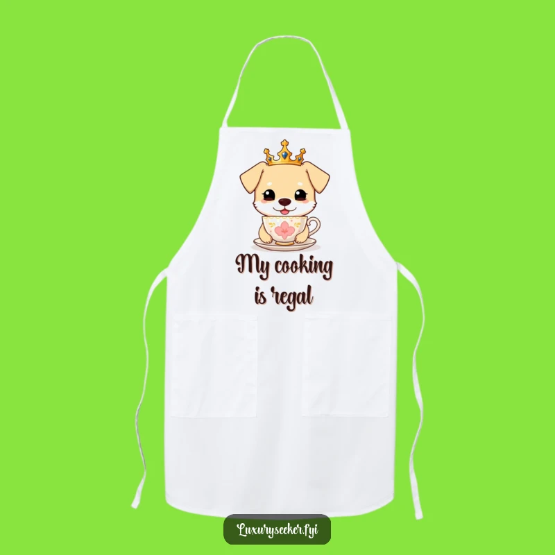 Funny Royal Dog Teacup Apron, Cook Like a King, A Posh Funny Gift