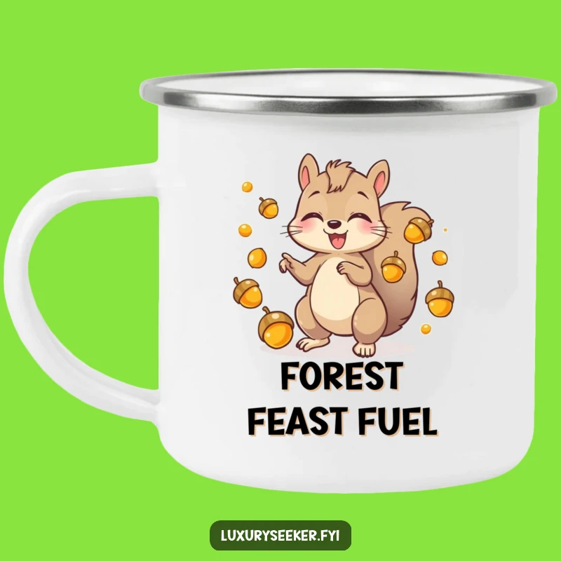 Funny Squirrel Acorn Camping Mug: Playful Outdoor Juggler Fun!