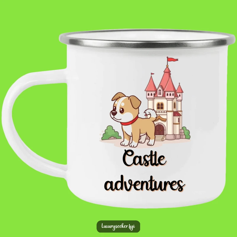 Funny Dog Castle Enamel Mug - Rugged Companion for Outdoor Trips Gift