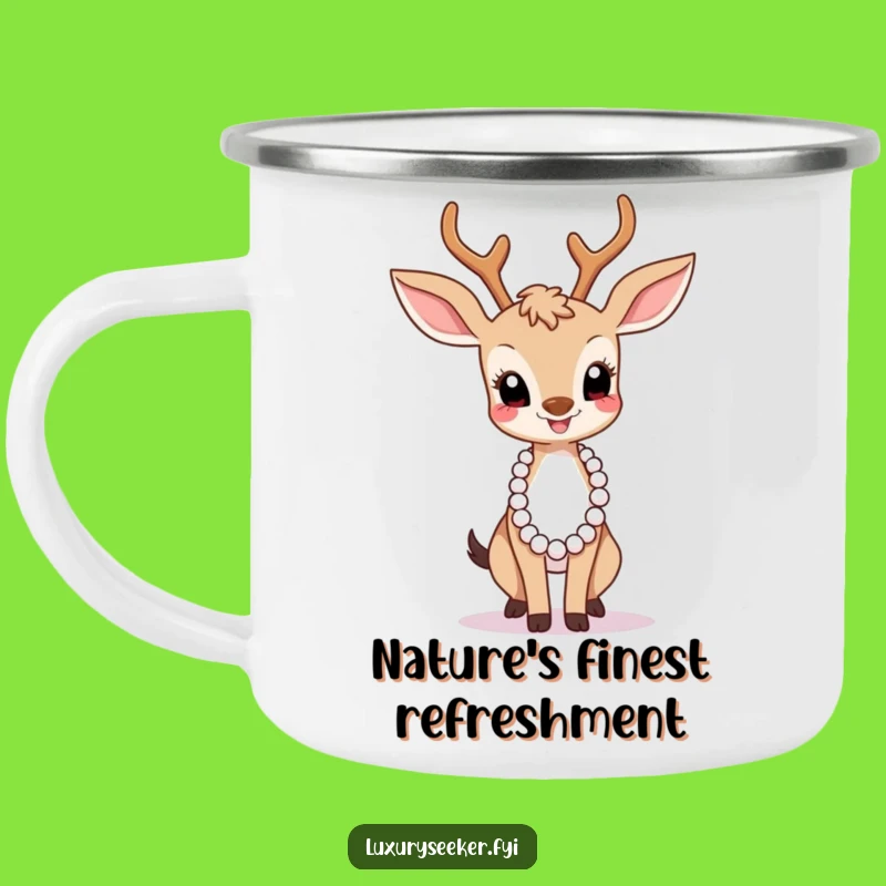 Funny Graceful Deer Pearl Necklace Camping Mug - Outdoor Chic Humor Gift!