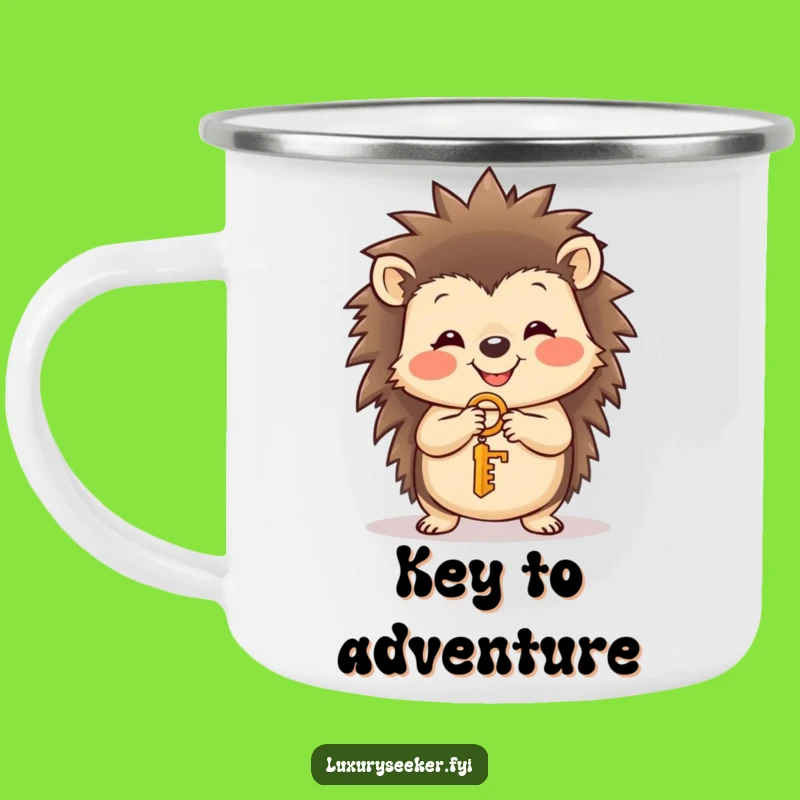 Funny Hedgehog Key Camping Mug: Sip Adventures with Cute Charm