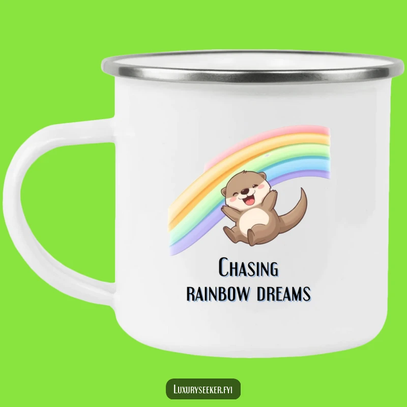 Funny Joyful Otter Rainbow Camping Mug - Adventure with Whimsy!