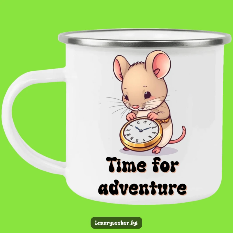 Funny Mouse Camping Mug: Pocket Watch Admirer Cup for Outdoor Adventures