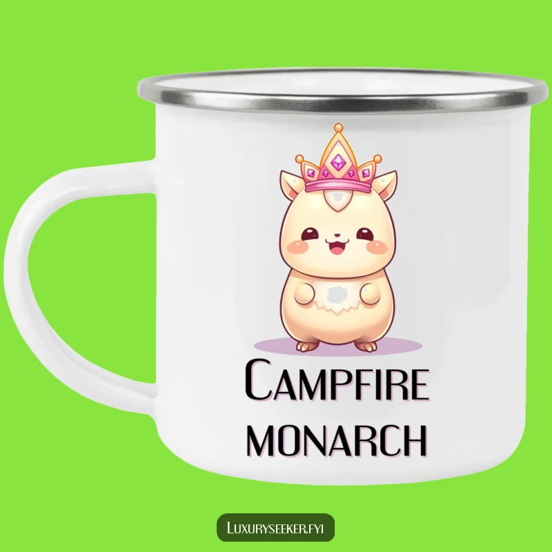 Funny Proud Creature Camping Mug: Crown & Smile, Hilarious Outdoor Royalty Gift