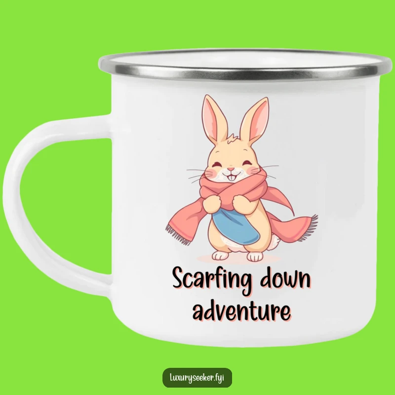 Funny Rabbit Silk Scarf Camping Mug, Camp in Style, Your Chic Funny Gift