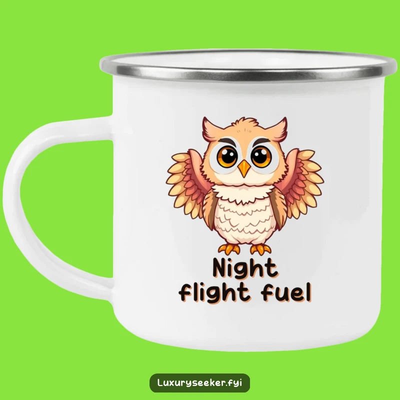 Durable Funny Owl Camping Mug: Feathered Boa Design, Great Funny Gift for Campers