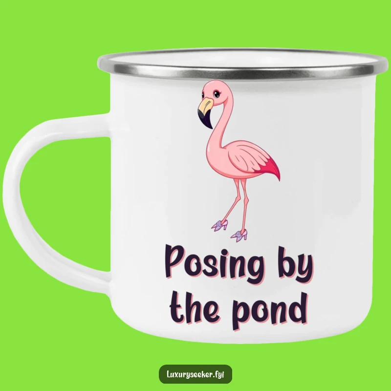 Funny Flamingo Sparkly Shoes Camping Mug - Adventure in Style!