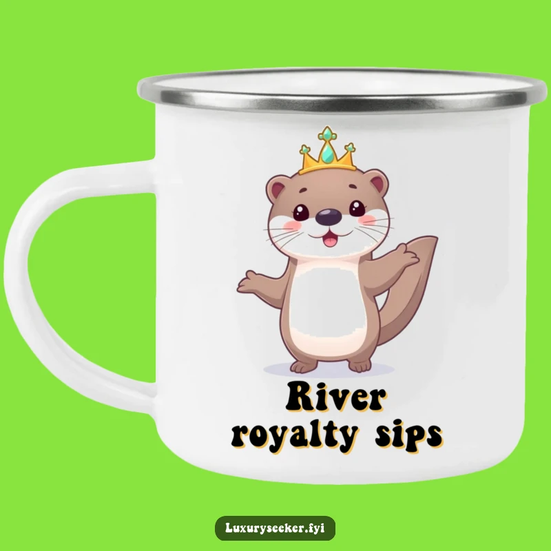 Funny Playful Otter Tiara Camping Mug - Royal Outdoor Cute Gift