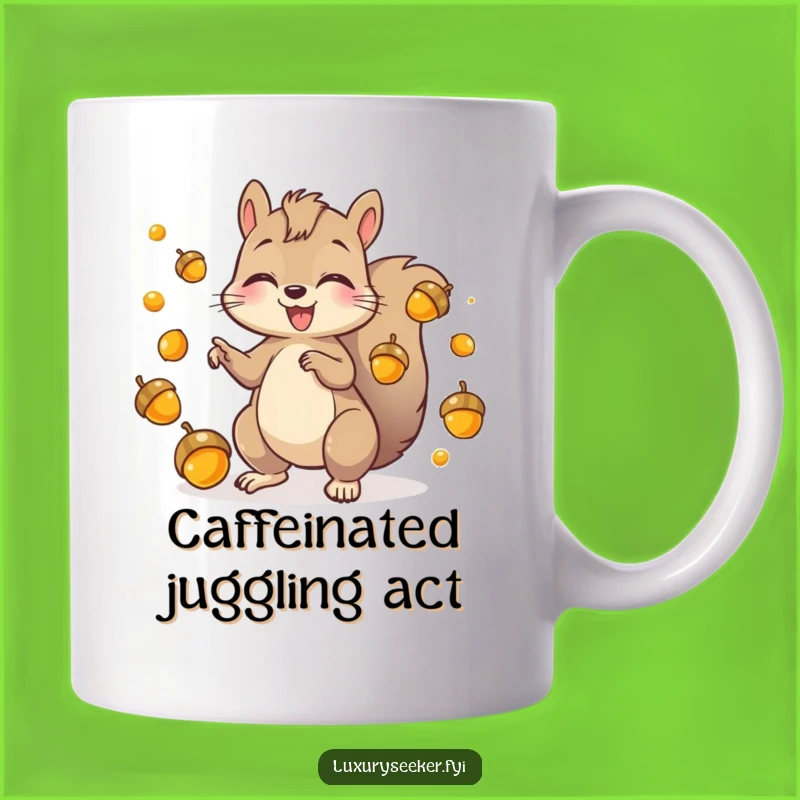 Funny Squirrel Acorn Mug: Playful Juggler Gift for Humorous Moments!