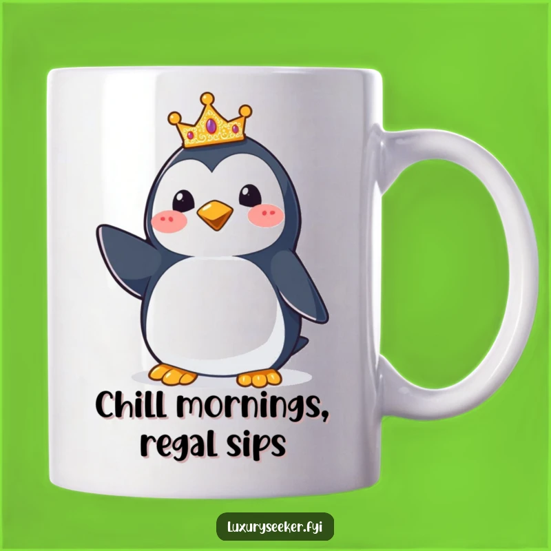 Funny Penguin Crown Mug: Regal & Hilarious Gift for a Happy Penguin Lover