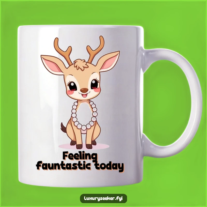 Funny Graceful Deer Pearl Necklace Mug - Perfect Gift for Elegant Fun Lovers!