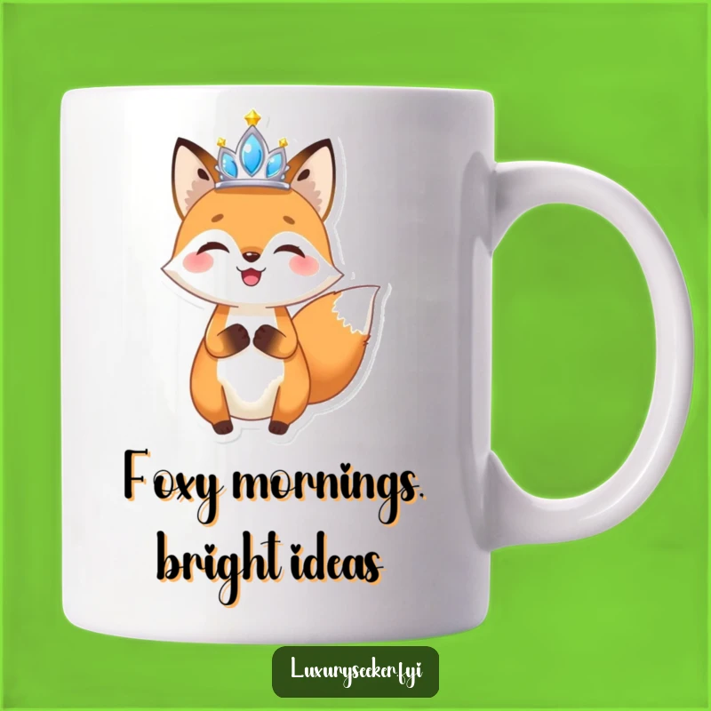 Funny Fox Tiara Mug: Joyful & Sparkling Gift for a Glamorous Fox Lover