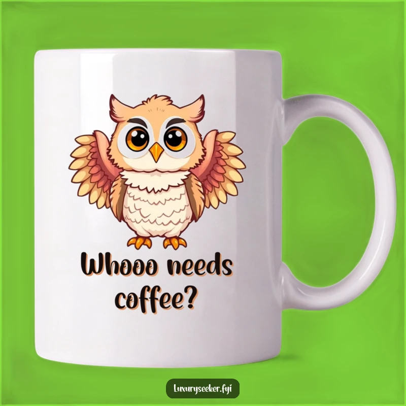 Funny Fancy Owl Mug: Feathered Boa Style, Elegant Funny Gift for Owl Lovers
