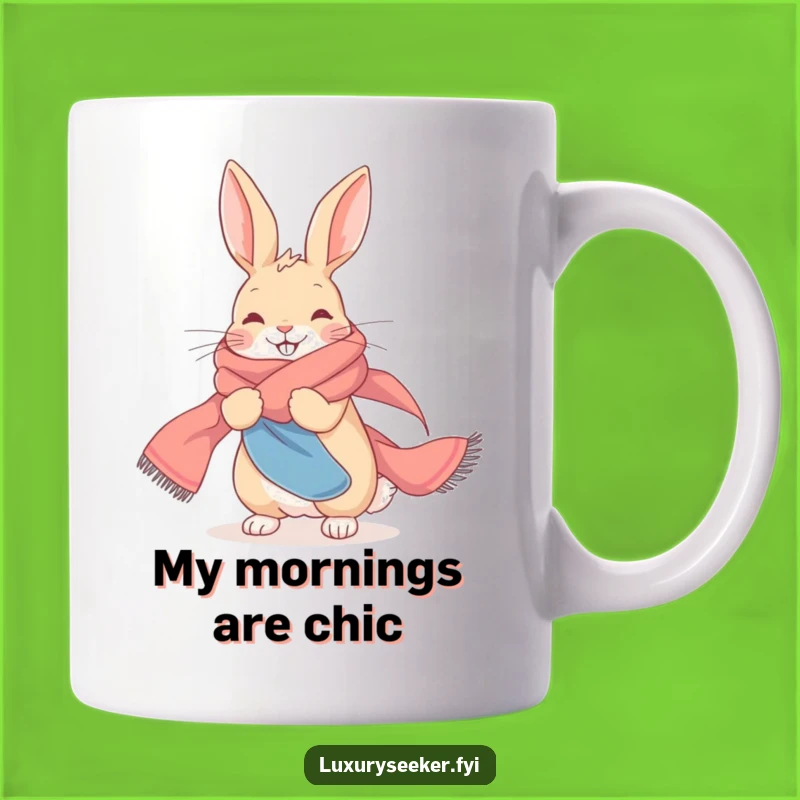 Funny Rabbit Silk Scarf Mug, Chic Bunny, A Fabulous Funny Gift for Style Lovers