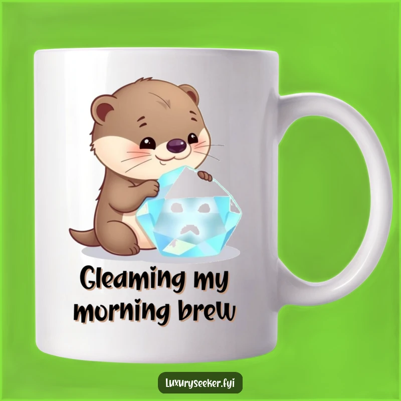 Funny Otter Gemstone Mug: Curious Critter Amazed by Sparkle Funny Gift