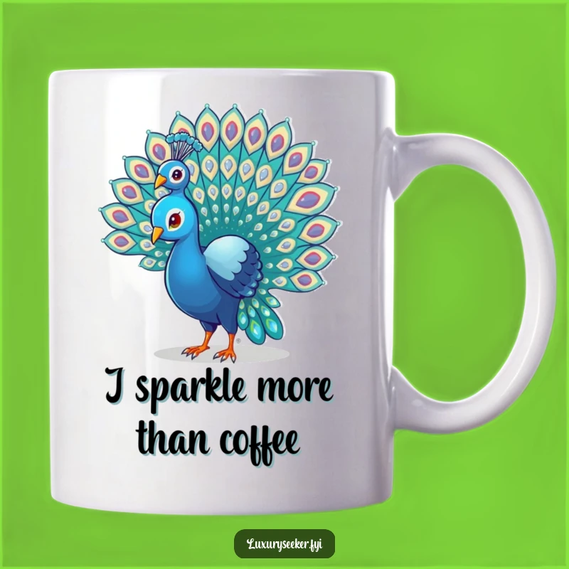 Funny Proud Peacock Gem Tail Mug - A Fabulous Gift for Bird Lovers!