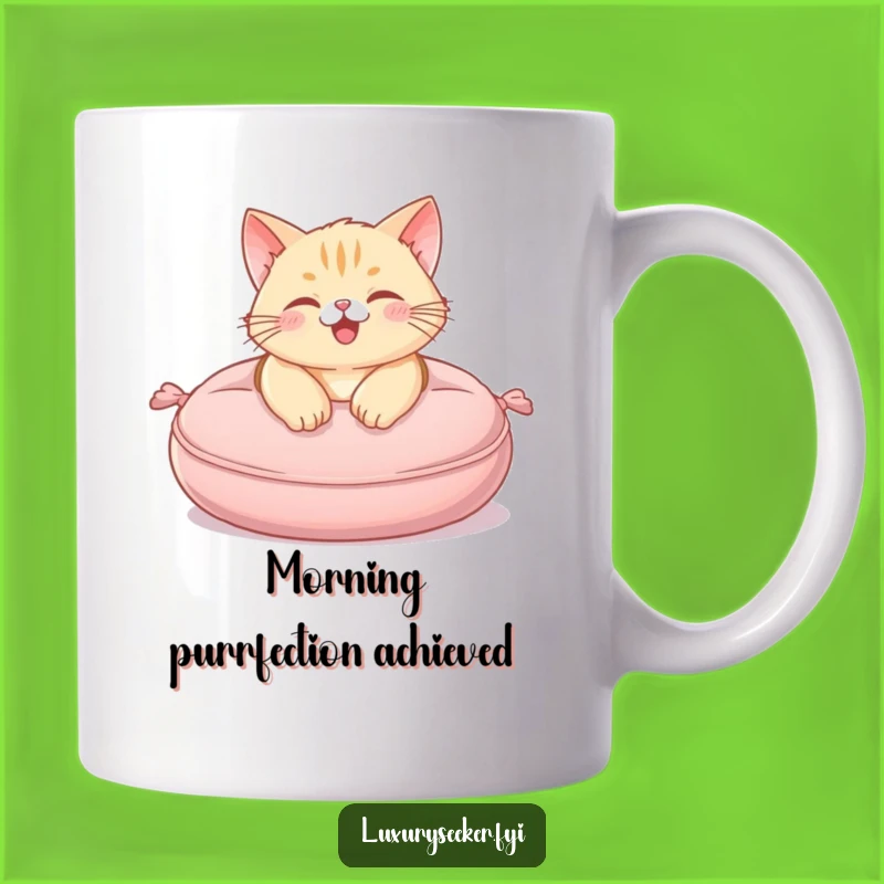 Funny Happy Cat Cushion Mug - Plush & Purrfectly Cozy Funny Gift
