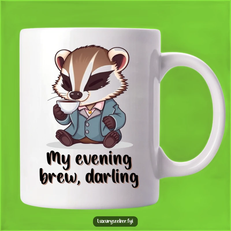 Funny Badger Teatime Mug: A Mischievous Gent Sips in Style, Perfect Funny Gift