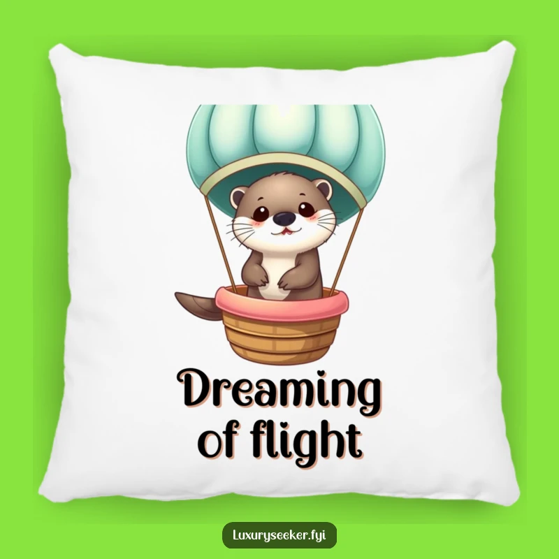 Comfy Funny Otter Hot Air Balloon Pillow: Velvet Ride Accent Gift for Cozy Homes