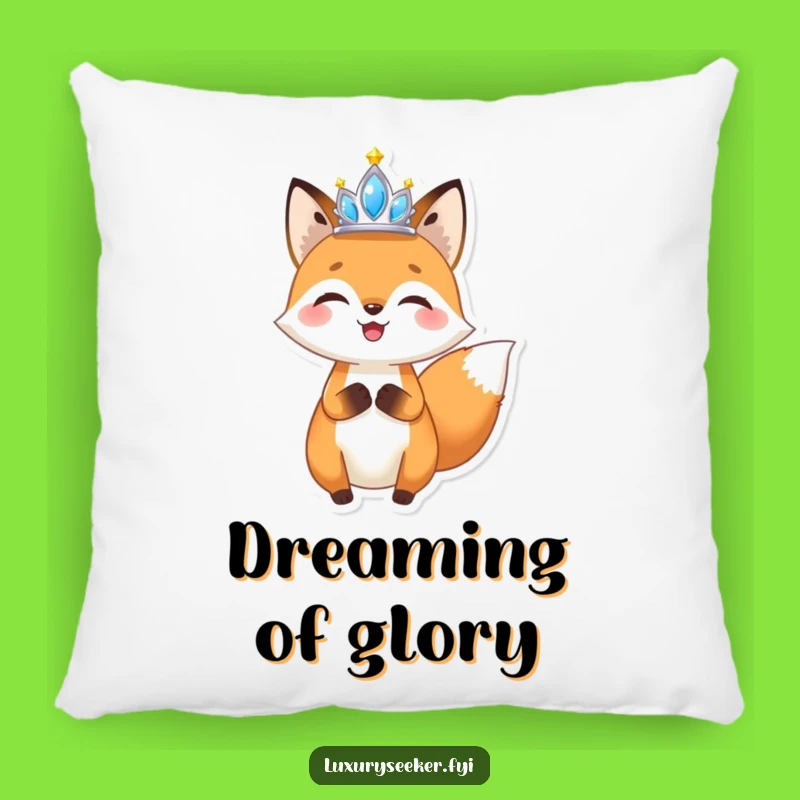 Funny Fox Tiara Pillow: Soft & Comical Comfort for Sparkling Relaxation