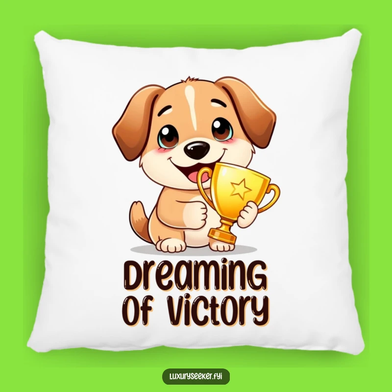 Funny Proud Dog Trophy Pillow: Cozy Champion Accent for Cheerful Spaces