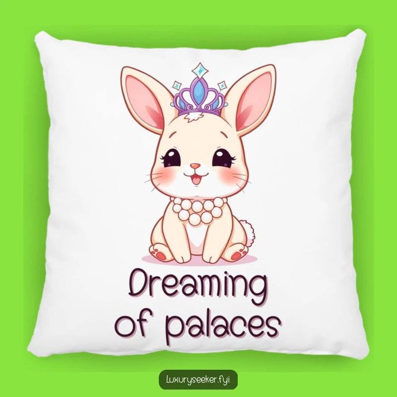 Funny Bunny Tiara Pillow: Cozy Pearl Comfort, Decorative Humorous Gift!
