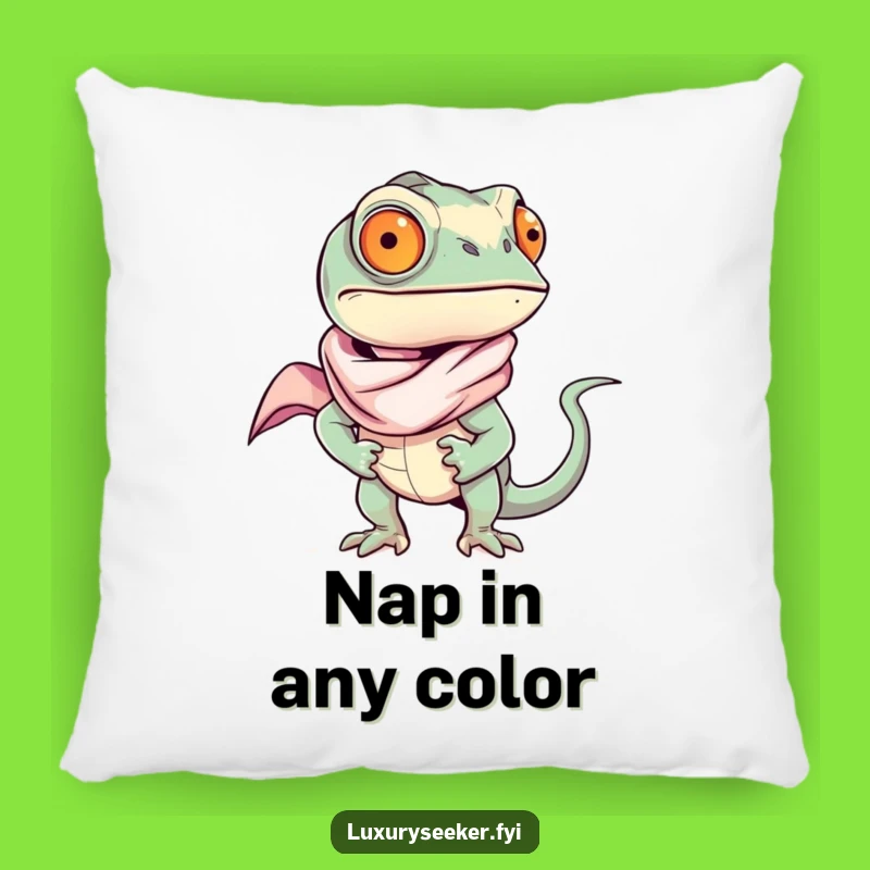 Funny Chameleon Silk Scarf Pillow: Luxurious Comfort with Sassy, Confident Flair