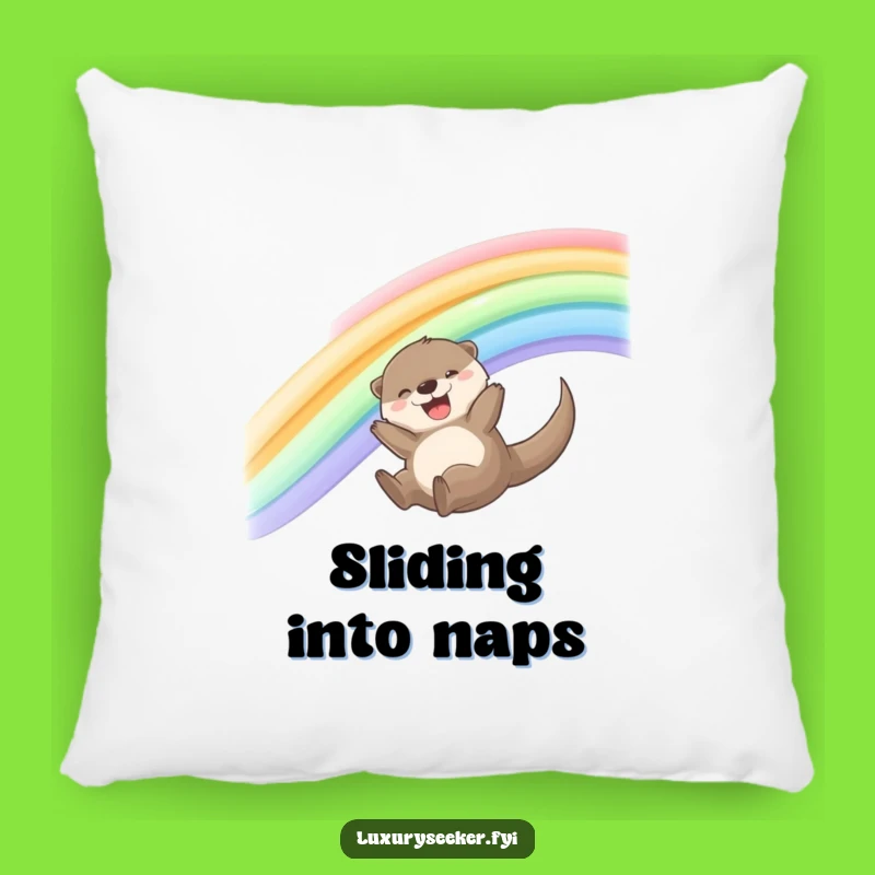 Funny Joyful Otter Rainbow Pillow - Cozy Comfort with a Splash of Fun!
