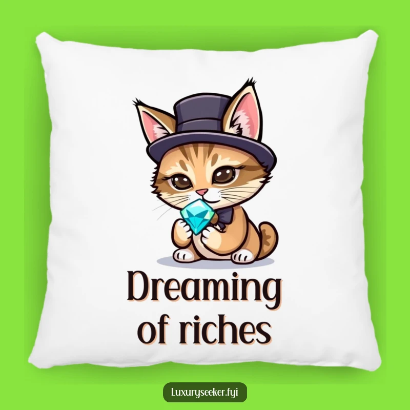 Funny Sophisticated Cat Pillow – Comfy & Chic Gemstone Accent Gift