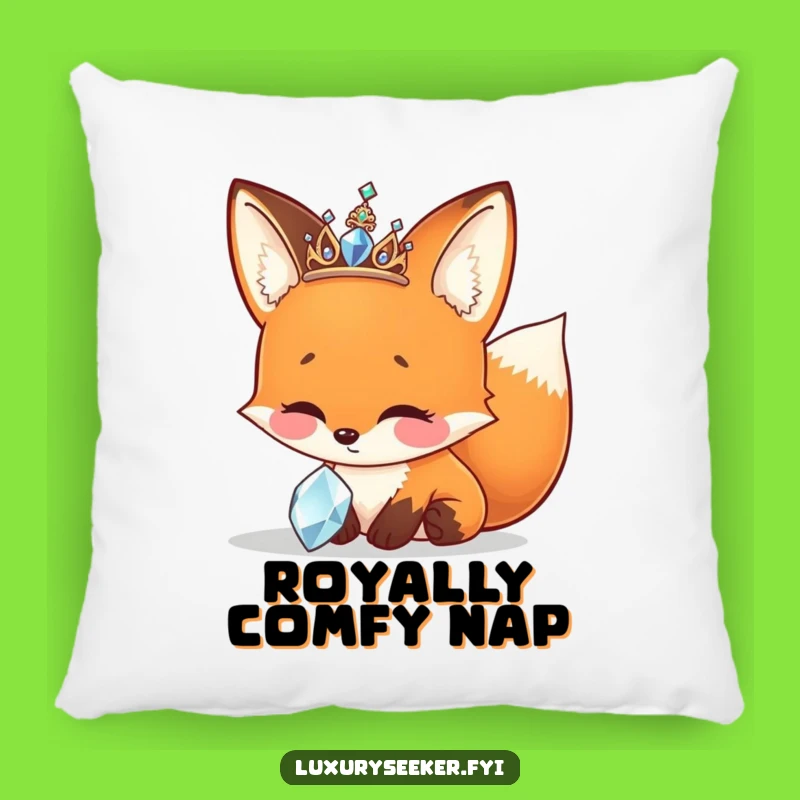 Funny Fox Tiara Pillow - Cozy Jewel Admirer Pillow, Luxurious Funny Gift