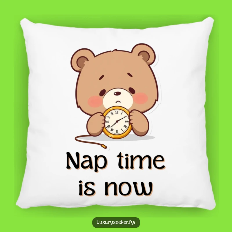 Soft Funny Bear Pillow: Pocket Watch Comfort, Cozy Funny Gift for Relaxed Time