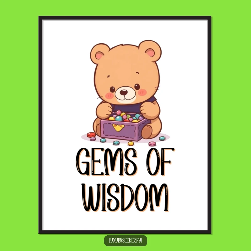 Funny Bear Jewelry Digital Art Print: Instant Whimsy for Your Walls Gift