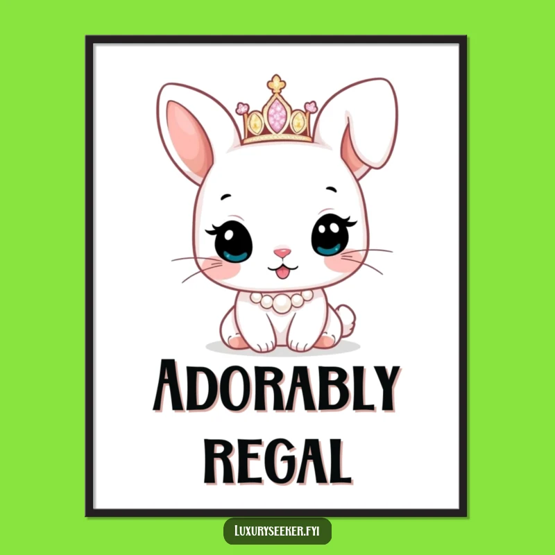 Funny Bunny Tiara Digital Print: High-Quality Art of Cute Royalty!
