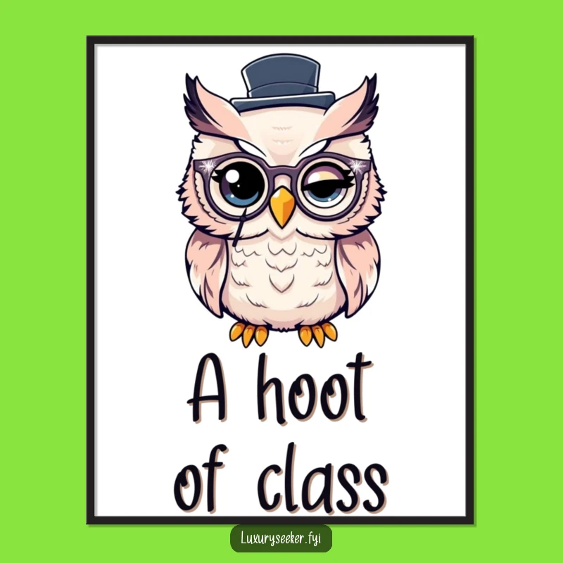 Funny Dapper Owl Digital Art: Hilarious Sophistication Print for Walls
