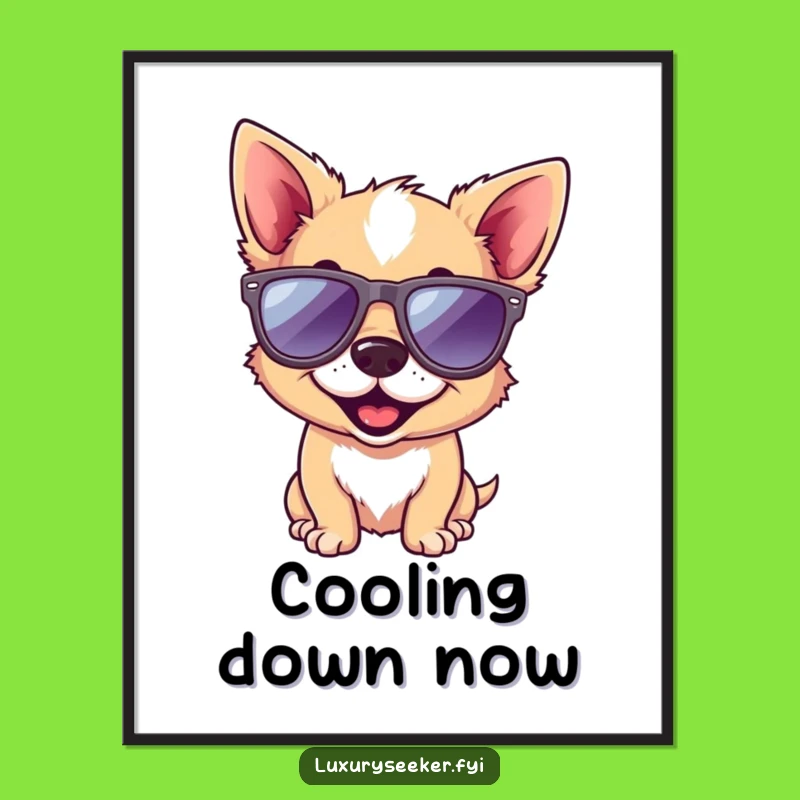 Funny Dog Digital Art Print: Playful Pup in Designer Sunglasses, Instant Humorous Download Gift