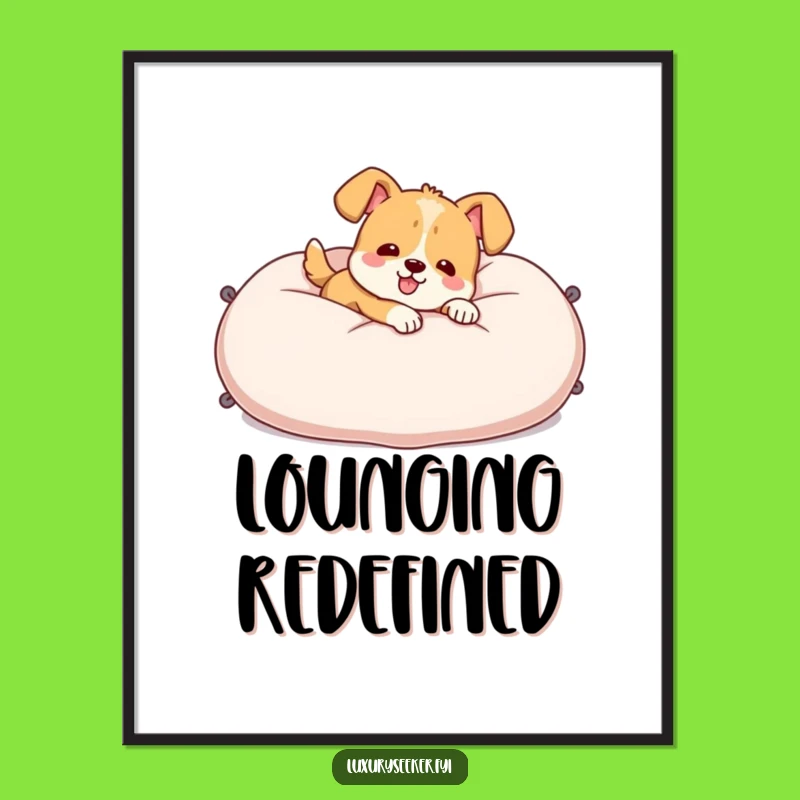 Funny Dog Pillow Digital Art: Cheerful Canine Print for Instant Calm!