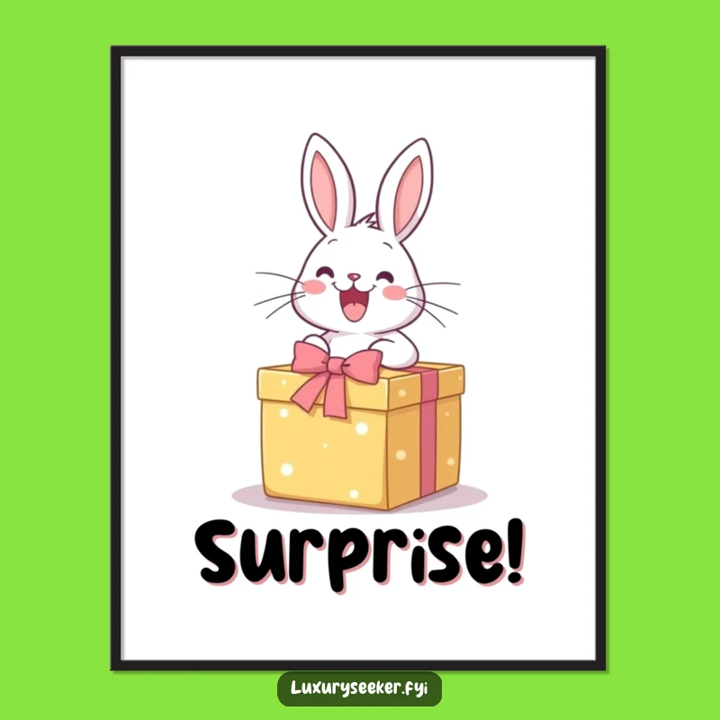 Funny Excited Rabbit Gift Digital Art: Joyful Surprise Print for Instant Cheerful Decor