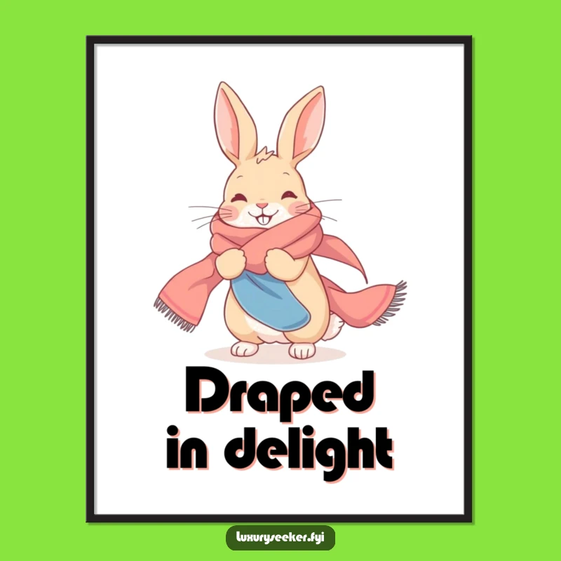 Funny Rabbit Silk Scarf Digital Art Print, Bunny Chic Decor, A Fabulous Funny Gift