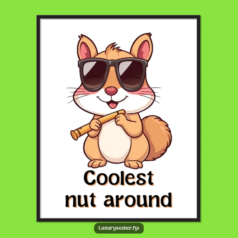 Funny Squirrel Sunglasses Flute Digital Art: Instant Humor for Your Walls