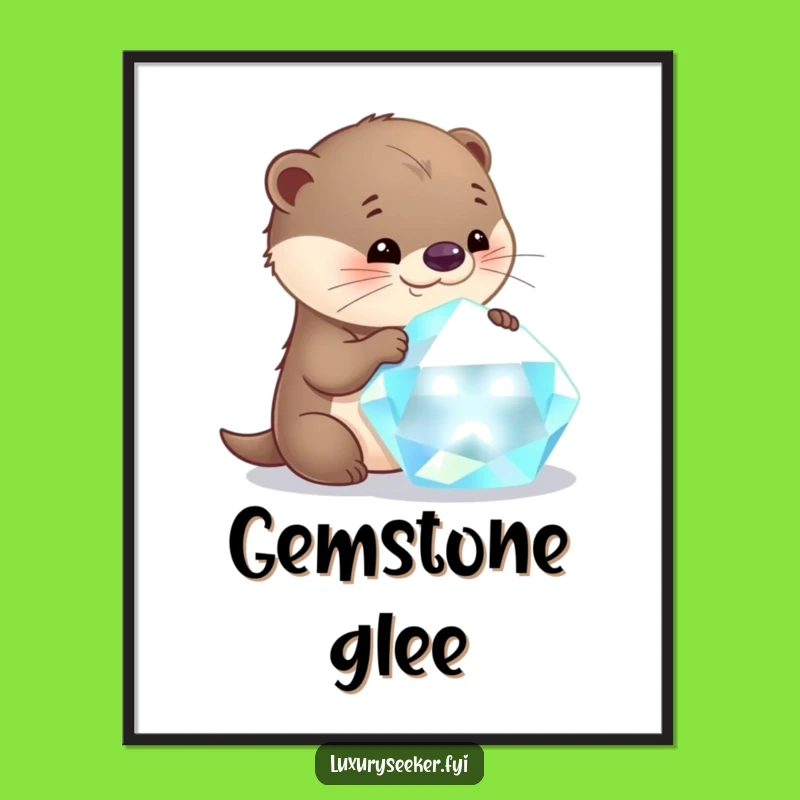 Funny Otter Gemstone Art: Curious Critter’s Sparkle Print Funny Gift
