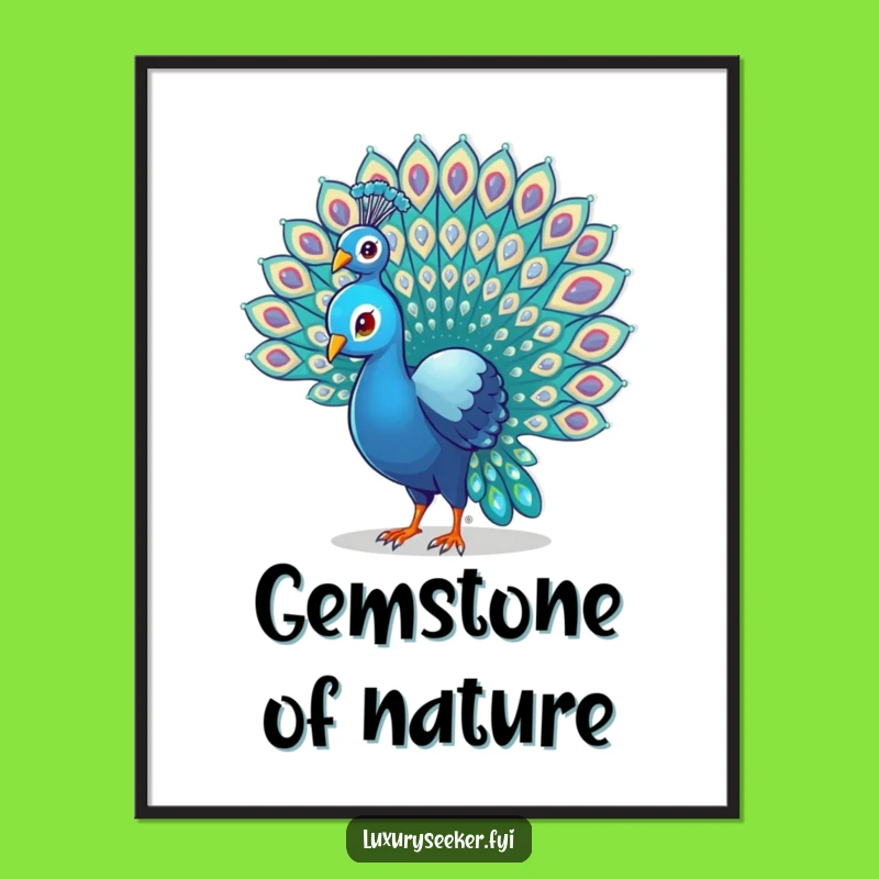 Funny Peacock Gem Tail Digital Art - Instant Sparkle & Humor for Your Space!