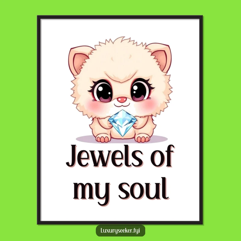 Funny Diamond Creature Digital Art: Instant Hilarious Decor for Glam Spaces