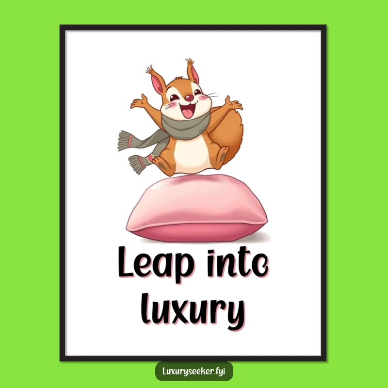 Funny Squirrel Designer Scarf Digital Art Print: Hilarious Wall Decor